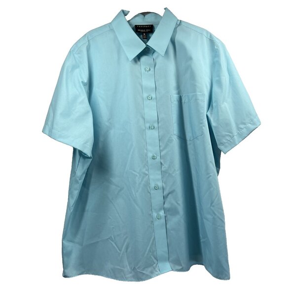 Foxcroft Women's Shirt Top 20 W Plus Blue Wrinkle Free Shaped Fit Blouse Short/S - Picture 1 of 9